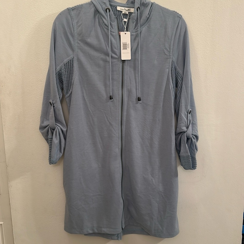 Simply Noelle Carolina light blue zip up hooded jacket Size L/XL